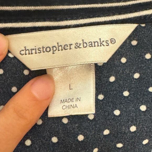 Christopher & Banks Striped Polka Dot Layered Tunic Top | Size Large - Picture 4 of 7